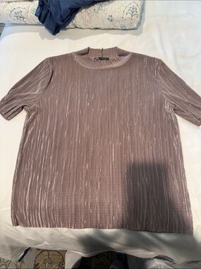 Zara Pleated Mock Neck Top in Dusty Mauve